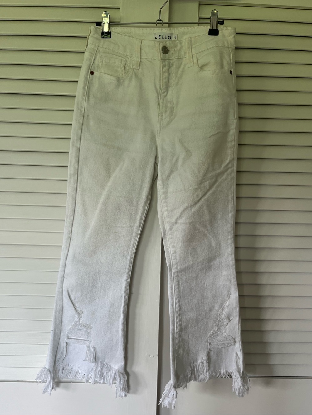 White Distressed Fringe Hem Women's Jeans